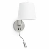 BERNI SATIN NICKEL WALL LAMP WITH LED READER 1XE27