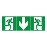 Label - for emergency lighting luminaires - exit door below - 327 x 109 mm