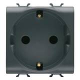 GERMAN STANDARD SOCKET-OUTLET 250V ac - QUICK WIRING TERMINALS - 2P+E 16A - 2 MODULES - SATIN BLACK - CHORUSMART