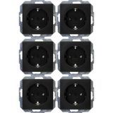 Profi-Pack: 6 Earthed socket outlets bl