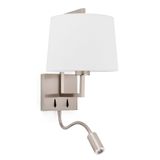 FRAME MATT NICKEL WALL LAMP WITH LED READER WHITE