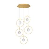 Satin Gold Aluminium & Acrylic LED 32 Watt 230 Volt 3925Lm 3000K IP20 D: 52.5 H: 200 cm Adjustable Height