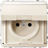 Socket with protective contact pin and hinged cover and labeling field screw-lift terminals, white, AQUADESIGN