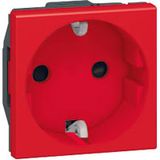 Socket outlet Mosaic - German std - 2P+E screw term. - 2 mod - red tamperproof