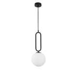 Matt Black Metal   Opal Glass  LED E27 1x12 Watt 230 Volt  IP20 Bulb Excluded  D: 20 H1: 51 H2: 120 cm Adjustable height