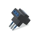 3-WAY ADAPTOR 2P+E 10A "BLUELINE" BLACK