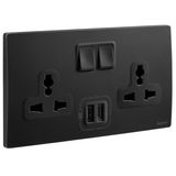 2G MULTISTANDARD SWITCHED SOCKET + USB TYPE A+C 3A MATT BLACK