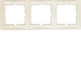 Frame 3gang hor., lab. field, S.1, white glossy