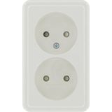 Surface mount socket outlet without earth, 2-fold,withshutter, arctic-white