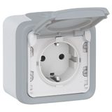 Socket outlet Plexo IP 55 - German std - 16 A - 2P+E - surface mounting - grey