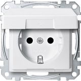 SCHUKO socket outlet with hinged lid, touch protection, plug-in terminals, polar white, System M MEG2310-0419