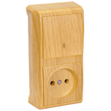 Vera Oak Two Way Switch + Socket Vertical