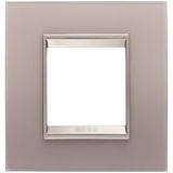 LUX INTERNATIONAL PLATE - IN GLASS - 2 MODULES - PERLY GRAY - INNER FRAME MATT LIGHT BRONZE - CHORUSMART