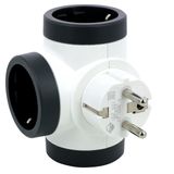 MOP PRE SCH 2P+E 16A 3 LATERAL OUTLETS ROTATIVE WHITE/BLACK