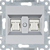 Double RJ45 socket - silver