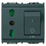 2P+E 16A P17/11 outlet+C16 CB grey