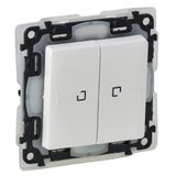 Illuminated 2-gang 2-way switch Valena Life -10AX-250V~ -IP44 - white