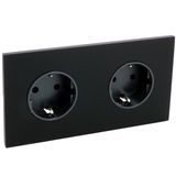 Art d'Arnould univers Epure double standard schuko horizontal power socket 2P+E 16A 250V - Matt black