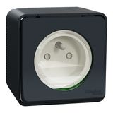 Mureva Styl - 2P+T power socket - surface-mounted - IP55 - IK08 - auto connection - grey