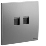 Double RJ45 socket outlet category 6 STP dark silver