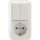 Combination SCHUKO socket/series switch, 1-pole, polar white, surface-mounted