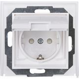 Earthed socket outlet with hinged lid an