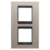 LUX INTERNATIONAL PLATE - IN METAL - 2+2 MODULES VERTICAL - BRUSHED ALUMINIUM LAVY - INNER FRAME MATT BLACK - CHORUSMART