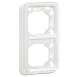 Plate support Plexo IP55 antibacterial-2 gang-vert mounting-modular-Artic white