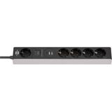 Premium-Line Extension Lead USB Power Delivery 5-way grey/black