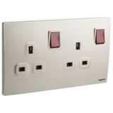 Mallia Senses - 2 gang BS switched socket outlet double pole - with LED - 13A - Champagne