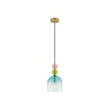 Sandy Gold Metal  Glossy Light Green, Blue   & Pink Glass  LED E14 1x5 Watt 230 Volt  IP20 Bulb Excluded  D: 16 H1: 30.4 H2: 184.5 cm Adjustable height