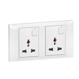 Socket 2 Gang Multistandard Switched 14X7 White,  Legrand-Belanko S