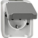 SCHUKO socket with increased contact protection, light gray, AQUASTAR