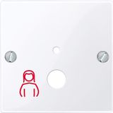 Central plate pneumatic button, active white glossy, system M