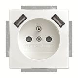 20 MUCB2USB-884-500 Socket Earthing pin with USB AA studio white matt - 63x63