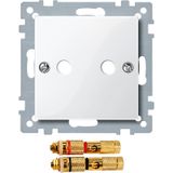 Central plate with high-end loudspeaker connector, polar white glossy, System M