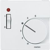 Central plate for room temperature controller insert with switch