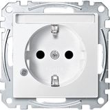 SCHUKO socket with indicator light and label, touch protection, plug-in terminals, polar white, System M