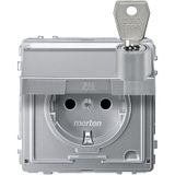 SCHUKO socket, hinged lid, label, lockable, various closures, BRS, plug-in terminals, aluminum, AQUADESIGN