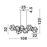 Titanium Black Copper  LED 34 Watt 230 Volt  2711Lm 3000K IP20   Led Chip: 84 Pcs  L: 108 W: 32 H: 120 cm Adjustable Height