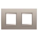 LUX INTERNATIONAL PLATE - IN METAL - 2+2 MODULES HORIZONTAL - BRUSHED ALUMINIUM - INNER FRAME MATT LIGHT BRONZE - CHORUSMART