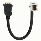 HDMI-Keystone-Modul, mit Kabelpeitsche, reinweiß (ähnlich RAL 9010), für Montageadapter KMK-MA Up und andere Einbauadapter