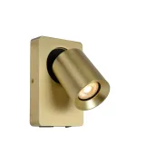 Lucide NIGEL - Wall spotlight - LED Dim. - GU10 - 1x5W 3000K - With USB charging point - Matt Gold / Brass