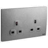 281112DS Mallia Senses 2 gang BS unswitched socket outlet - 13A