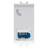 BRITISH STANDARD TELEPHONE SOCKET - 6 CONTACTS - SCREW-ON TERMINALS - 1 MODULE - GLOSSY WHITE - CHORUSMART