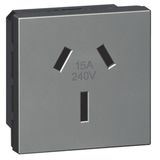 Arteor 2 Pole + Earth 10/15A Australian Type Shuttered Socket Outlet 2 Module Magnesium