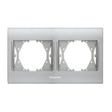 Thea Blu Accessory Chrome Matt + White Two Gang Flush Mounted Frame