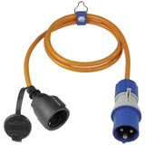 Adapter cable 1.5m, orange
1.5m PUR cable H07BQ-F 3G2.5, in orange signal color
1st page: CEE plug "powerlight" 230V/16A/3-pin, blue with phase display