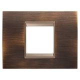 LUX PLATE - IN METAL - 2 MODULES - ANTIQUE BRASS - INNER FRAME MATT DARK BRONZE - CHORUSMART