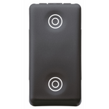 PUSH-BUTTON 1P 250V ac - NO+NO 10A - WITH INTERLOCK - SYMBOL DOUBLE CIRCLES - 1 MODULE - SYSTEM BLACK